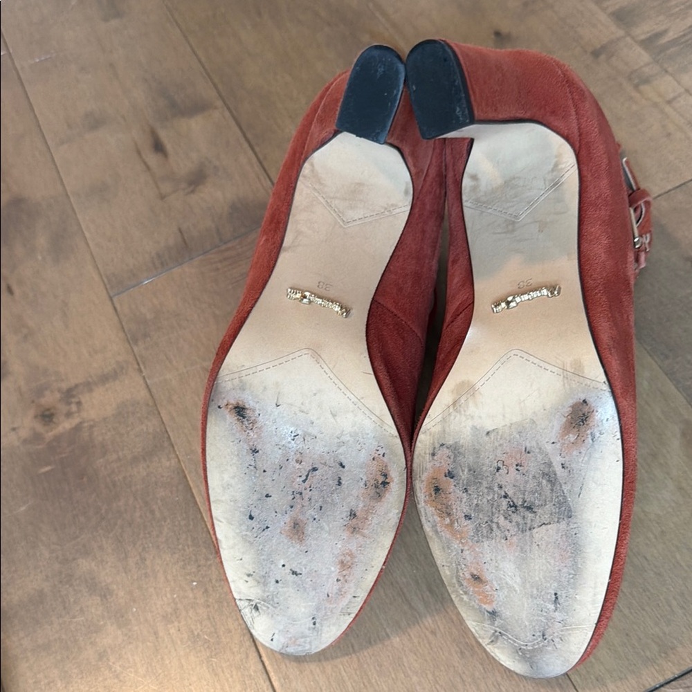Massimo Dutti Rust Suede Ankle-Strap Pumps - Picture 4 of 4